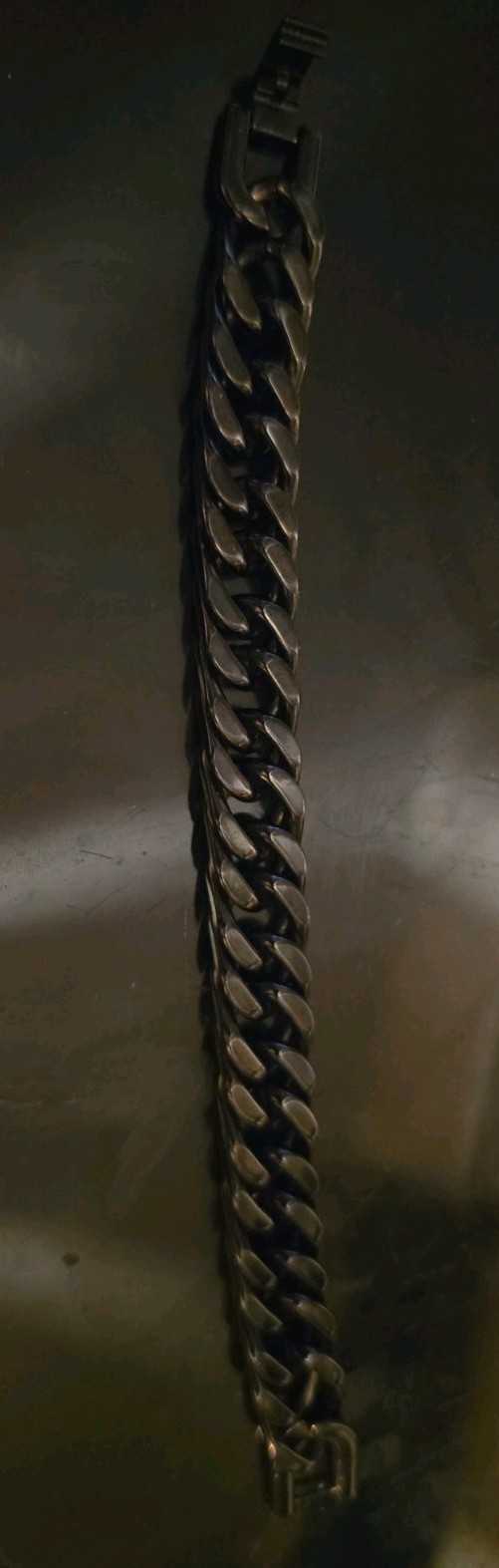 Etnox Cuban Link Chain Wrist Bracelet Black Used 20cm