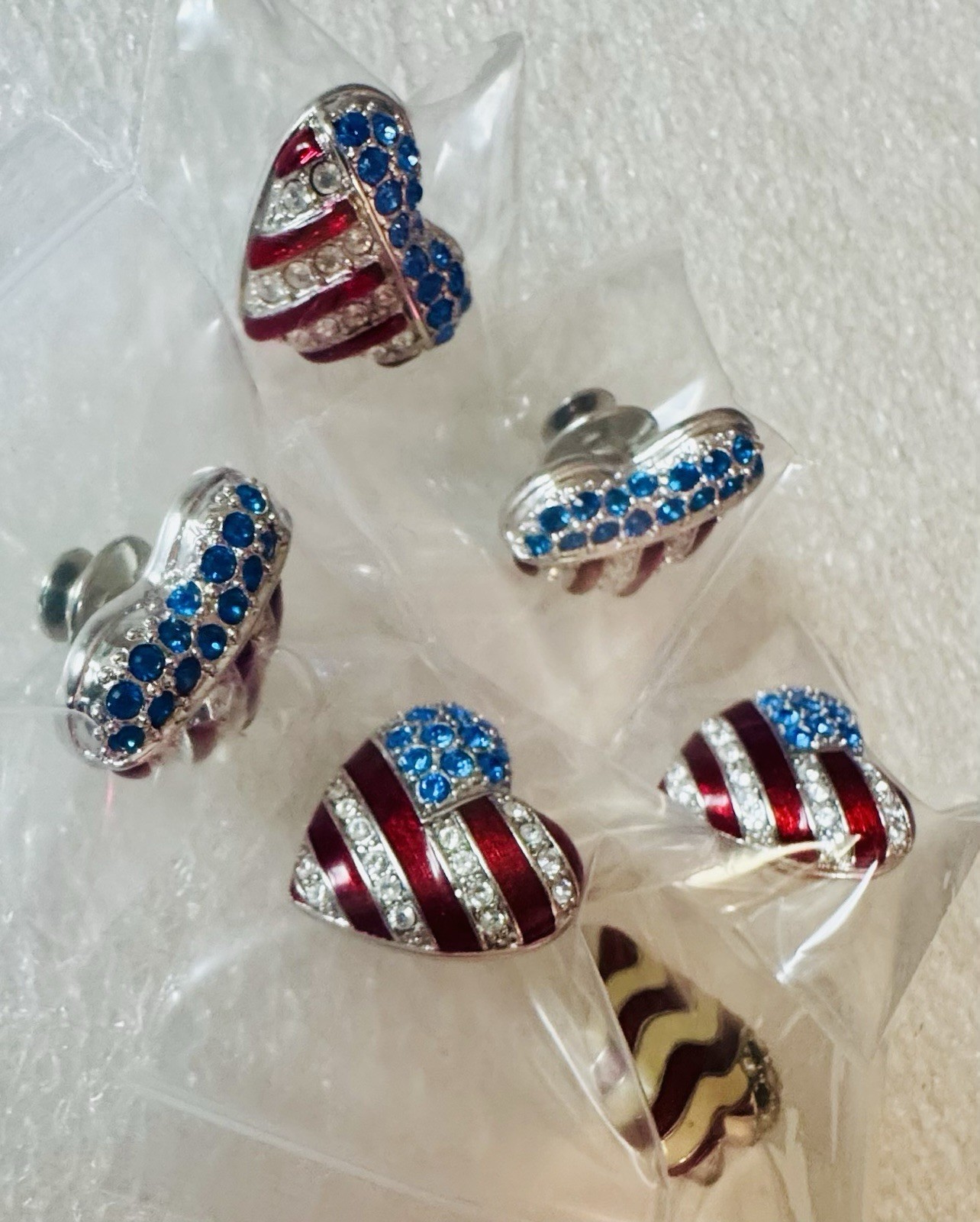 Signed Swan Swarovski LC Christopher Radko Lapel Pin LOT (6 Pins) Patriotic USA