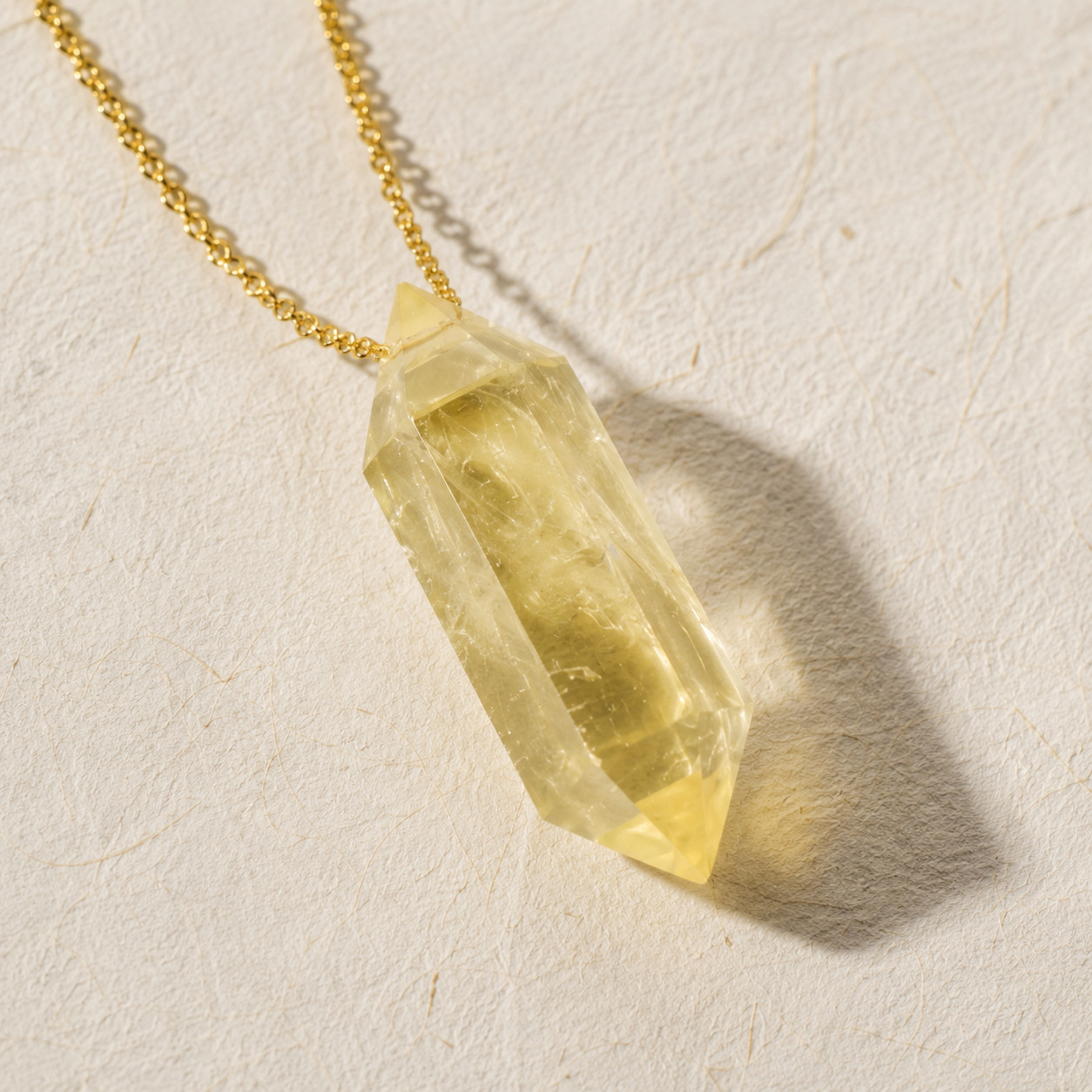 Natural Citrine Geometric Crystal Point Necklace | 18K Gold Plated | Wealth