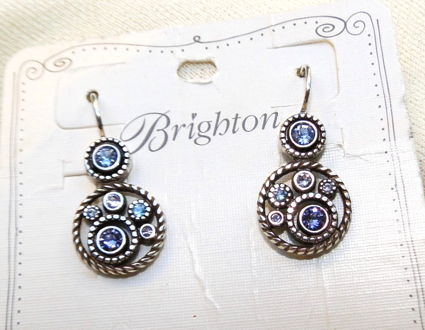 New Brighton Halo Silver, Blue & Purple Crystal Necklace & Earrings Set