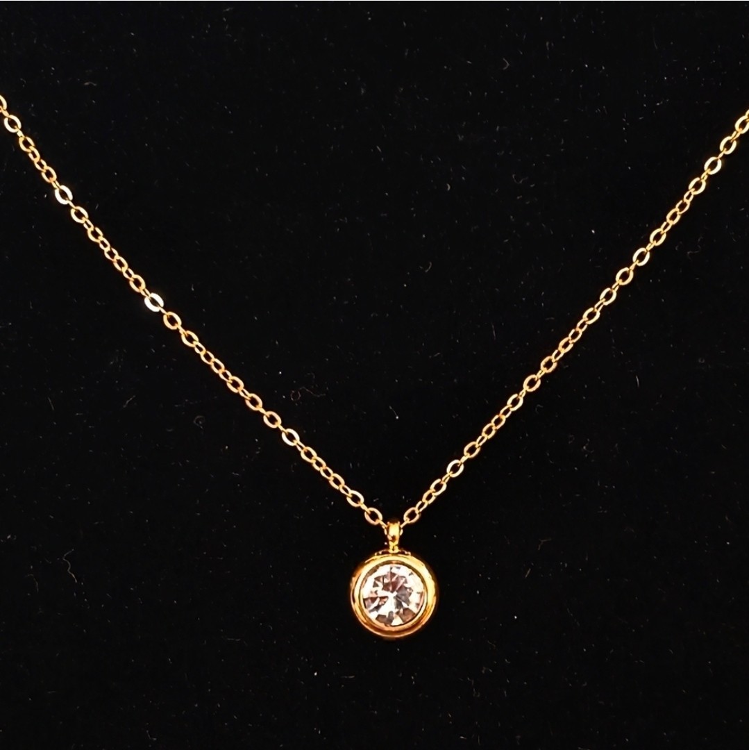 18k Yellow Gold 1 Carat Round Cut Moissanite Solitaire Pendant Necklace Plated