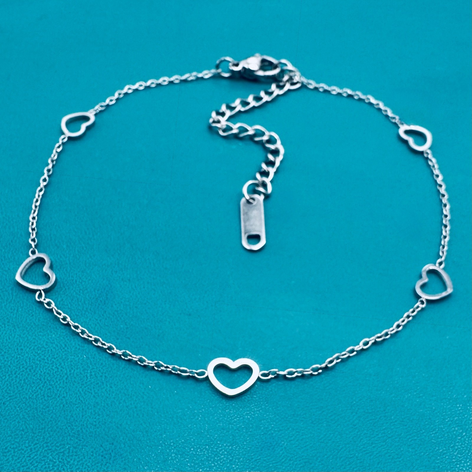 ❤️ Open Heart Anklet Love Adjustable ~8-10” Brand New Stainless Steel Waterproof