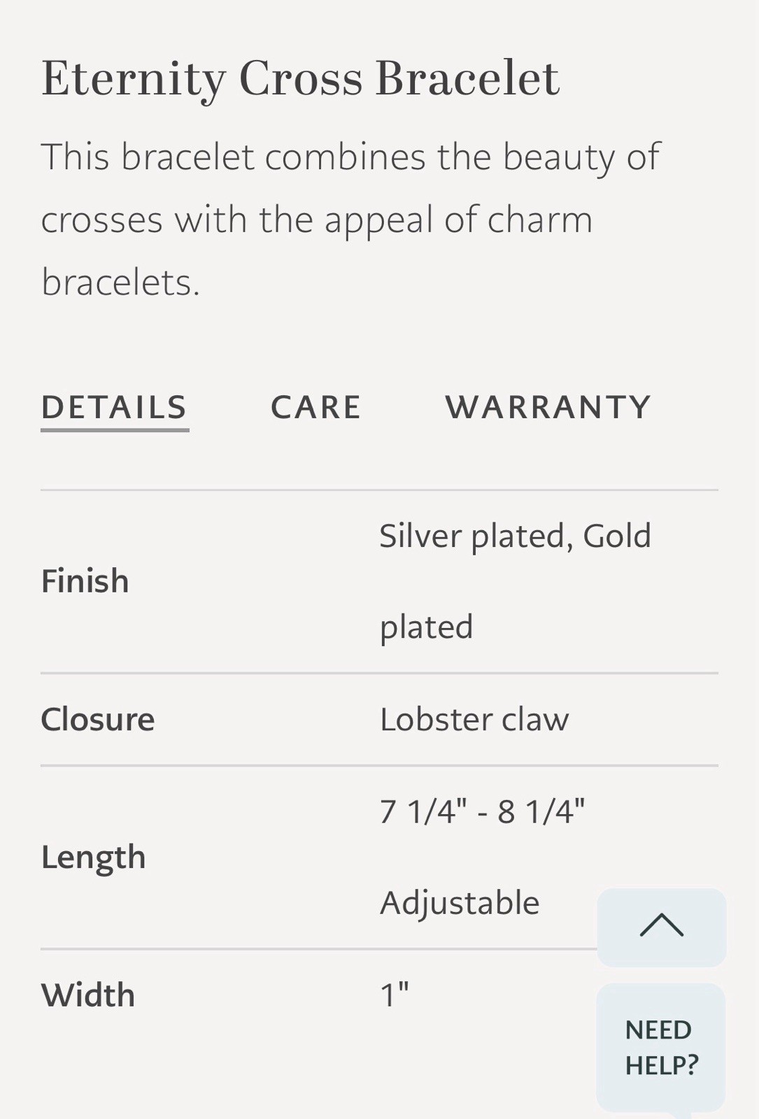 Brighton NWT Eternity Cross Dangle Bracelet W/Tin Retails $88
