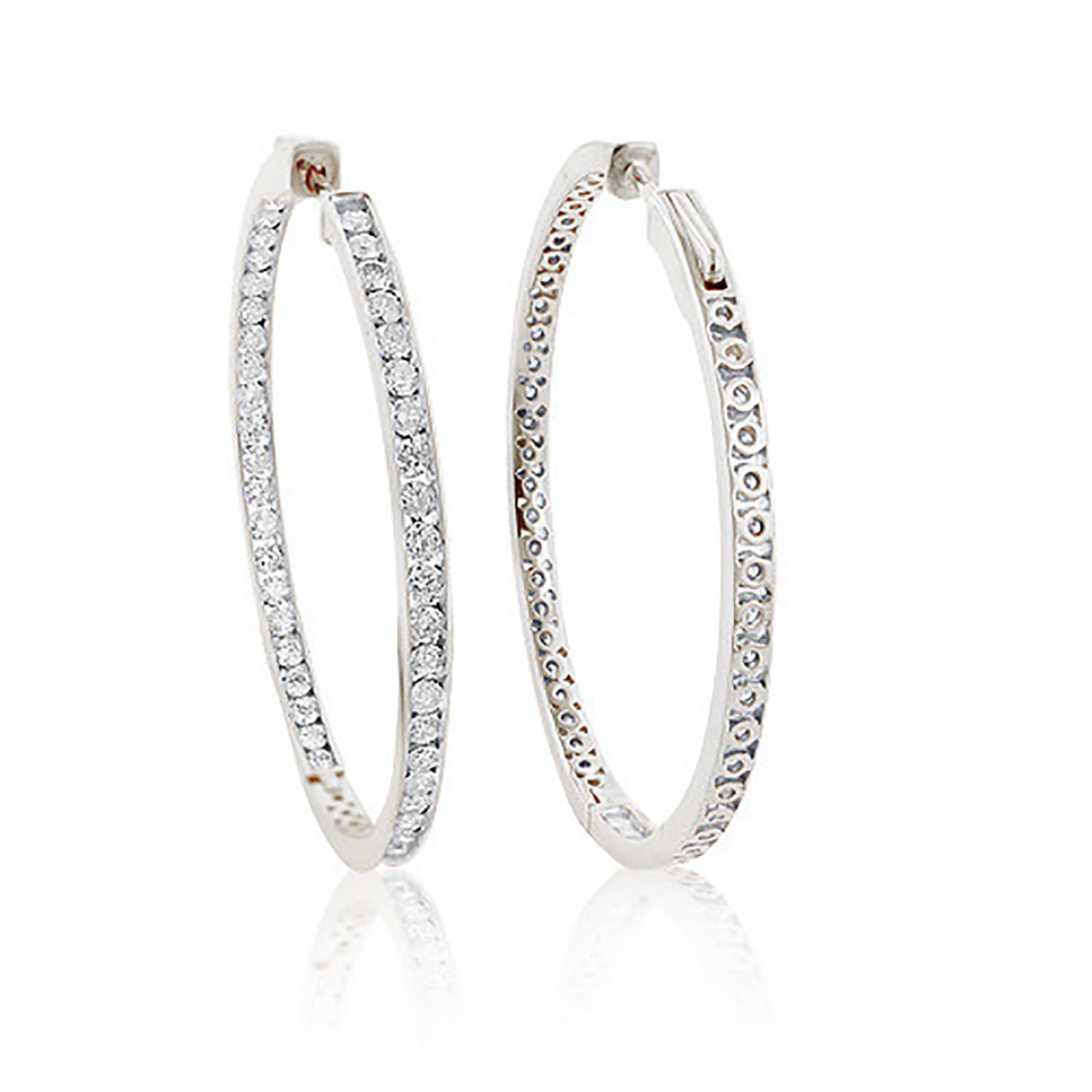 2 Ct Women’s Hoop Earrings Simulated Lab Diamond in 14K Solid Gold Plated Silver