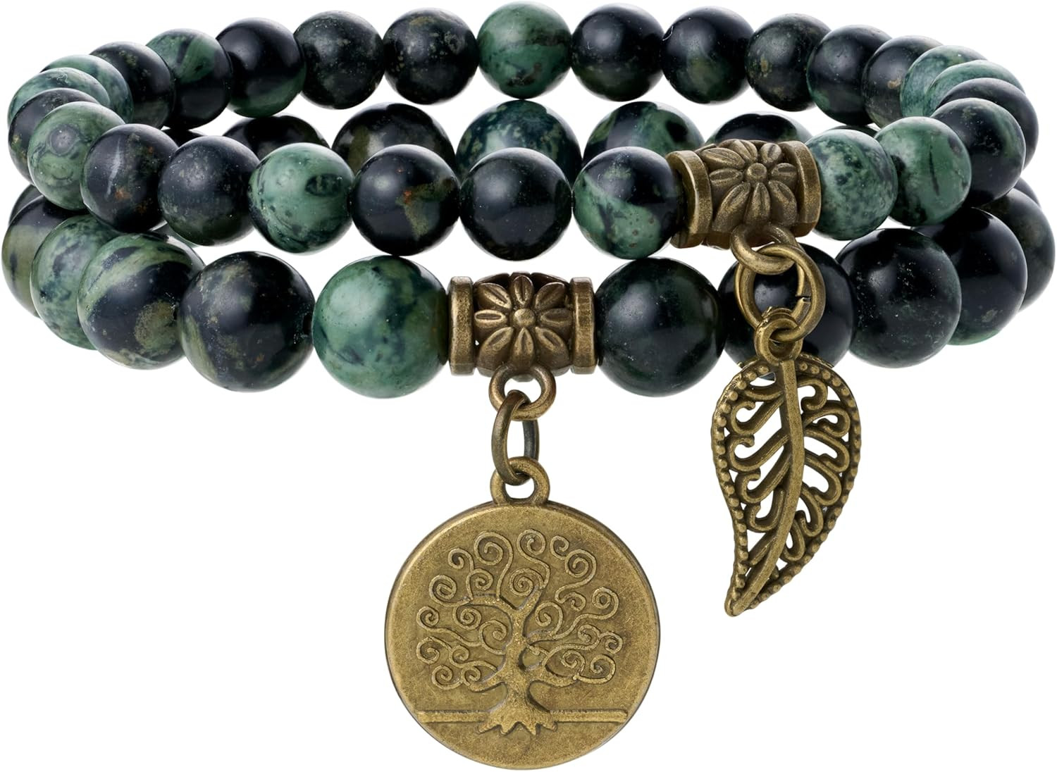 Natural Semi Precious Gemstone Beads Bracelet for Women – Life Tree and Leaf Cha