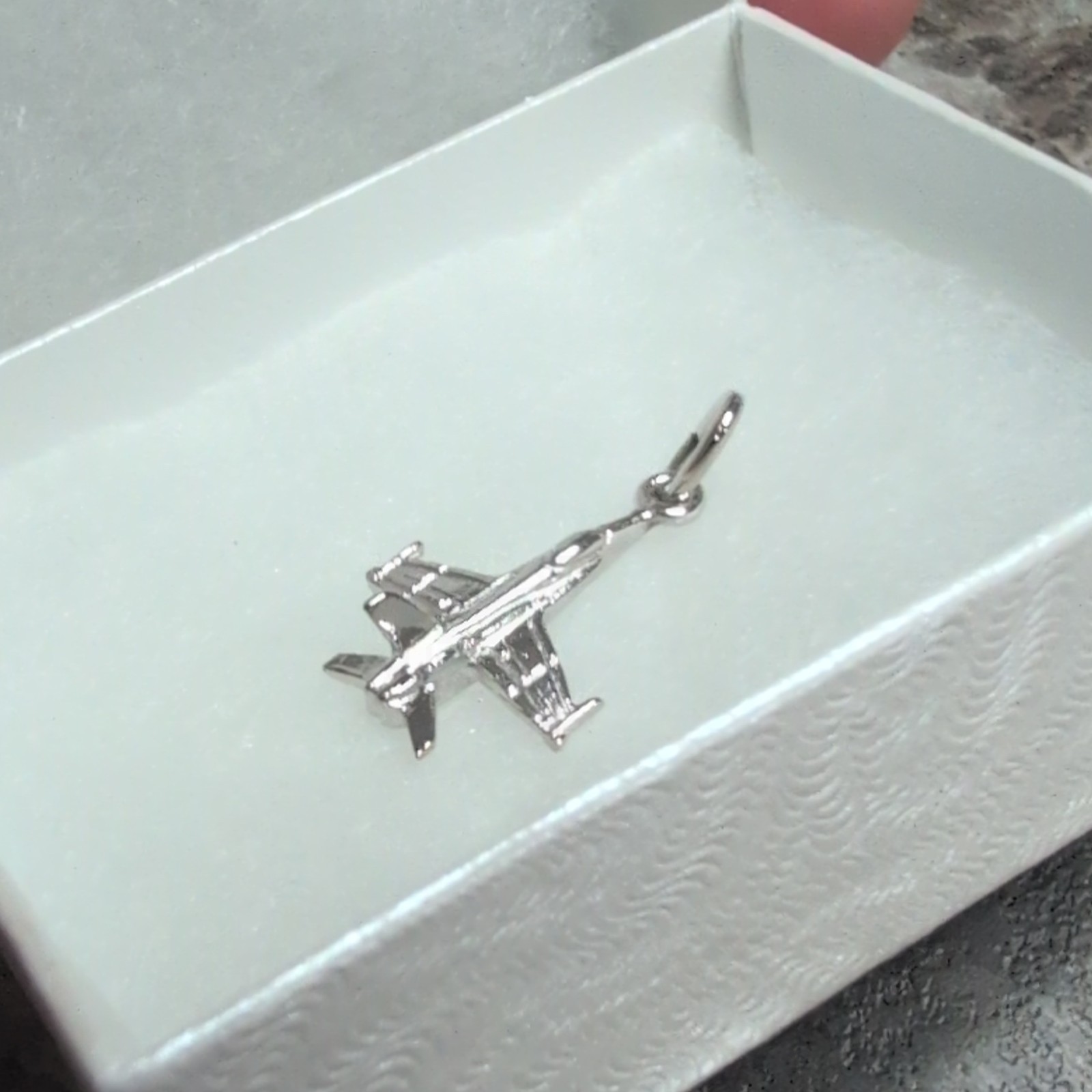 Silver F-14 Airplane Dangle Charm Pendant, Spring Ring Closure, Transportation