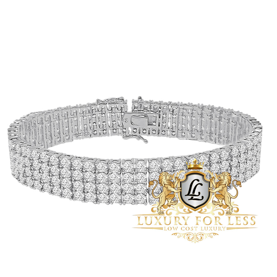 High Quality AAA+ Grade Simulated Diamond White Gold Over 4 Row Tennis Bracelet