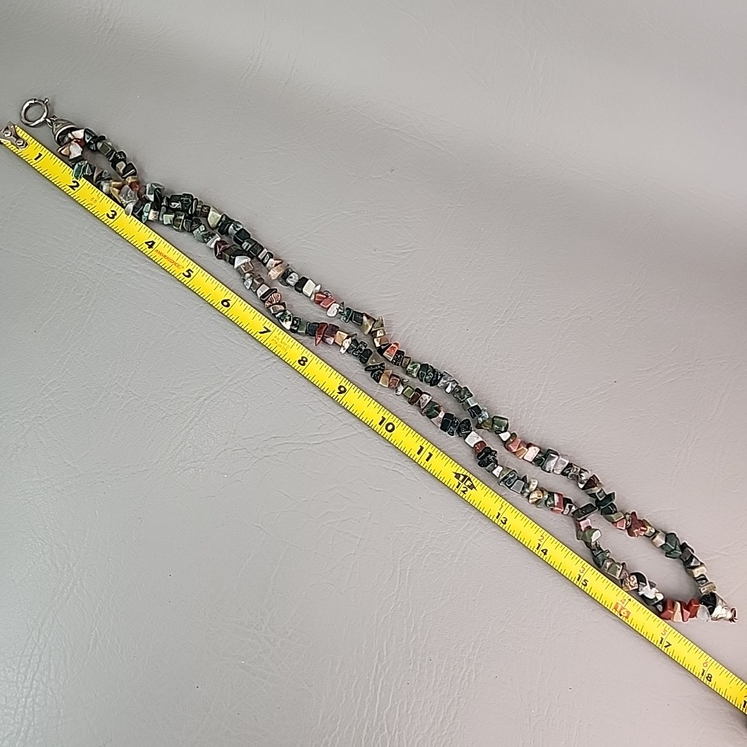 Stone Beaded Necklace Polished Chip Two Layered Jasper Variety 18.5″