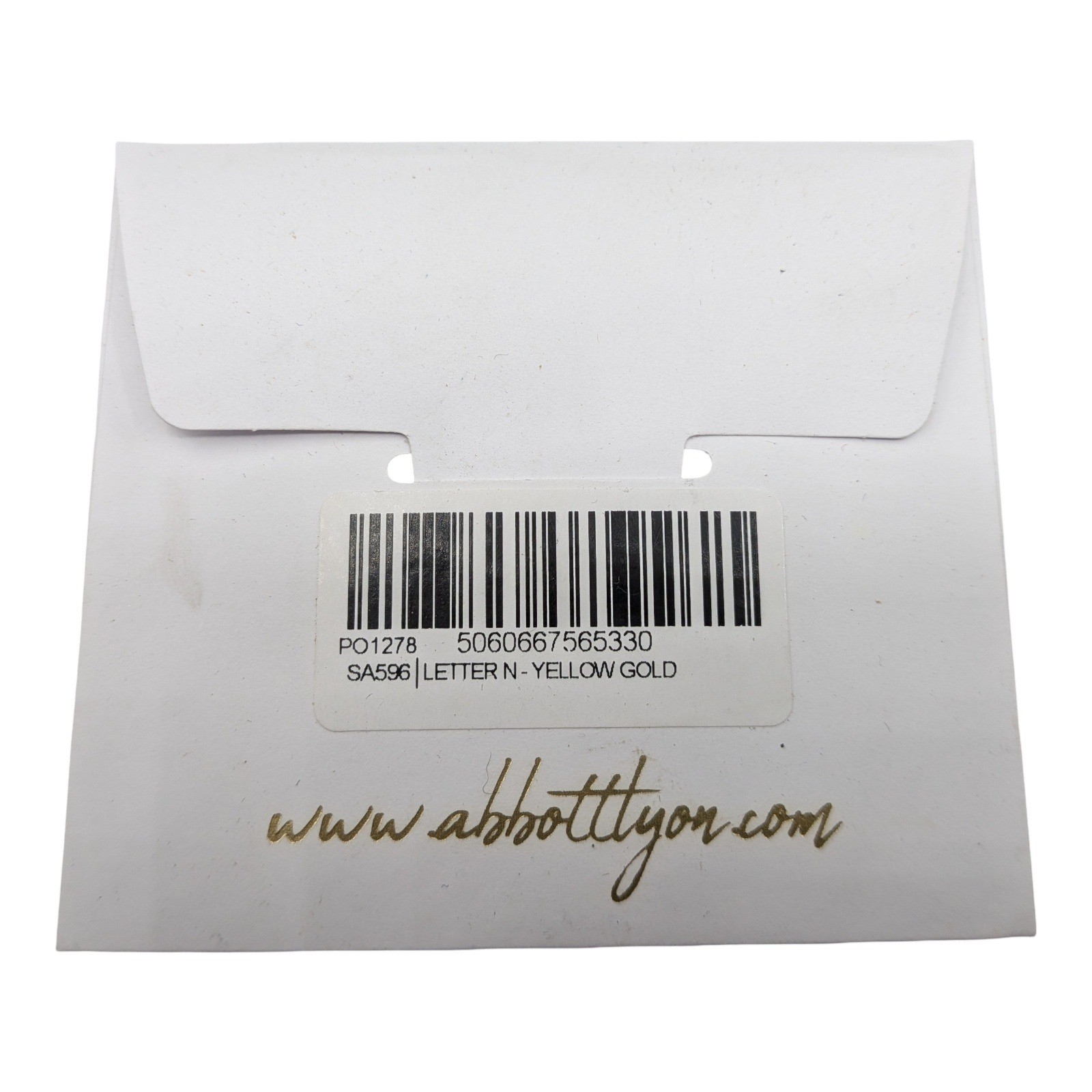 Abbott Lyon Letter N Initial Pendant Charm Yellow Gold Tone SA596