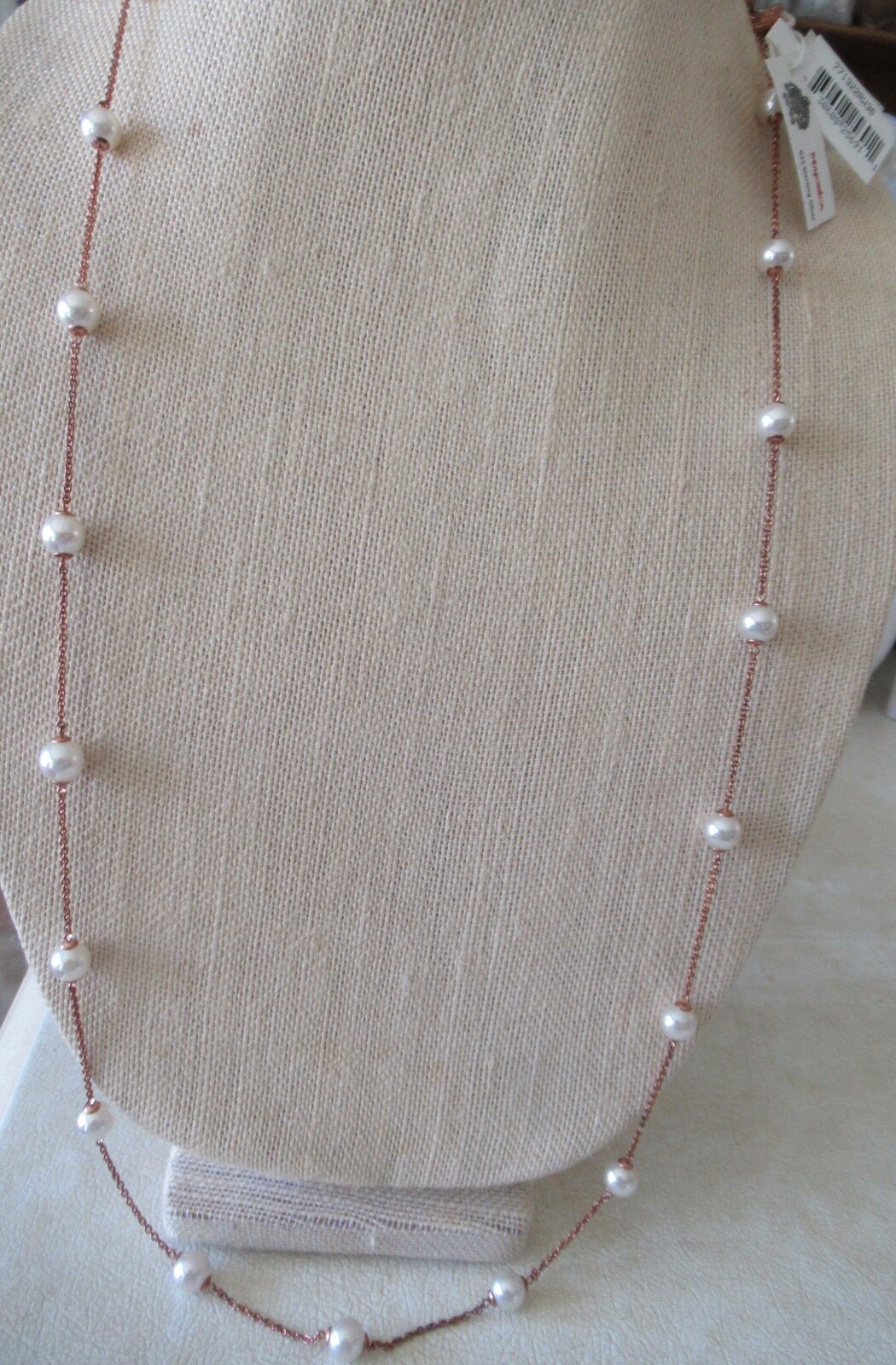 NWT Majorica Pearl Necklace 92.5 Sterling Silver/ Rose Gold Finish- $210