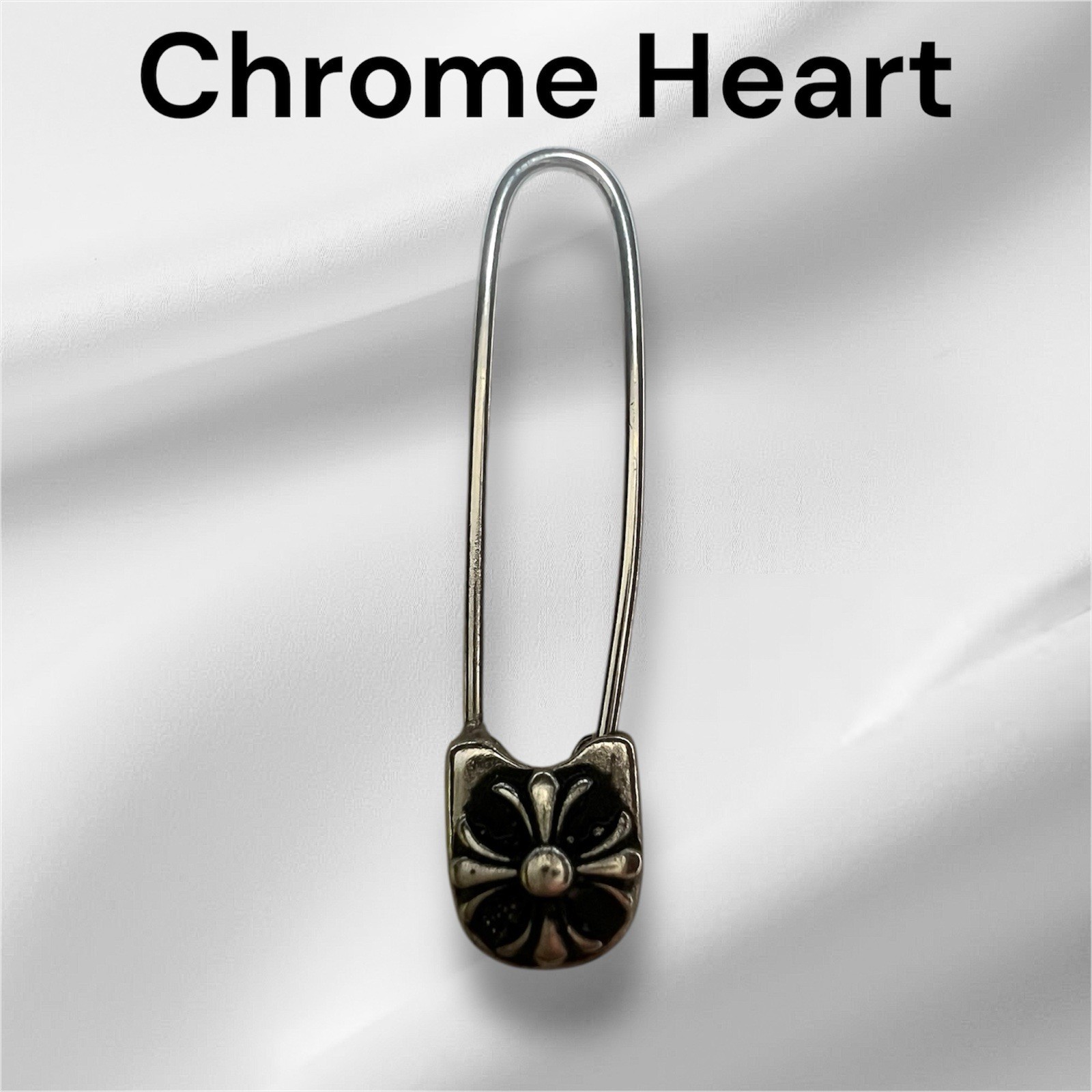 Chrome Hearts Safety Pin Ch Pls L Plus Silver Earrings Maltese Cross Brooch