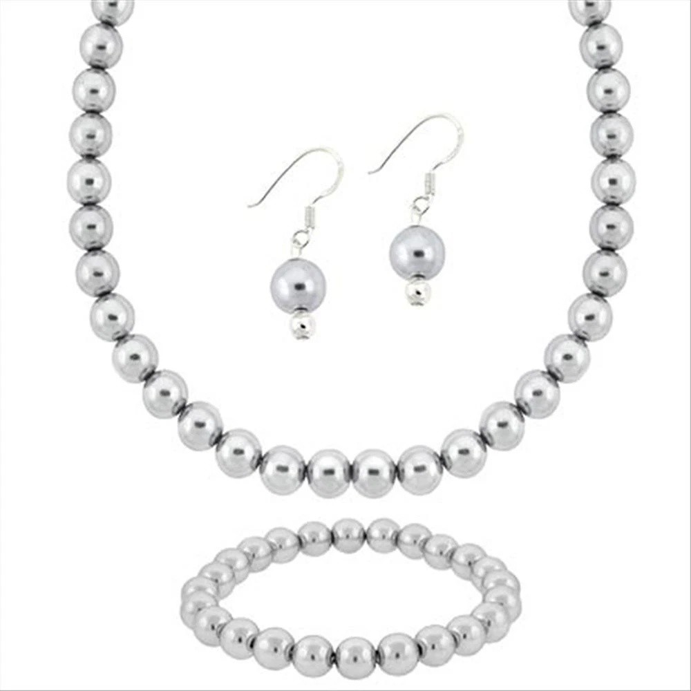 Sterling Silver Gray Pearl Cats Eye Jewelry Set