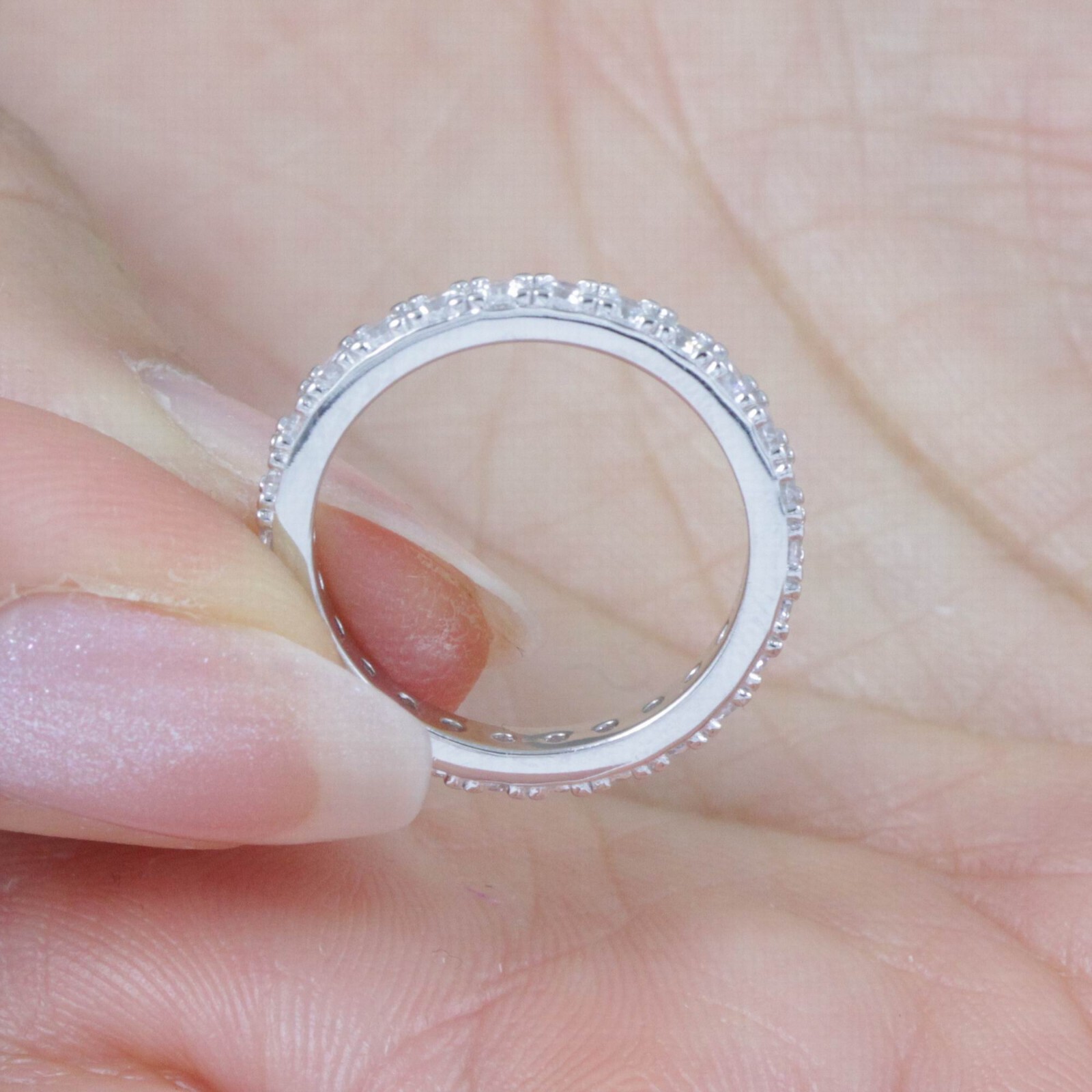 2.2mm 925 Sterling Silver Eternity Wedding Band CZ Engagement Ring 2.5-15 S10679