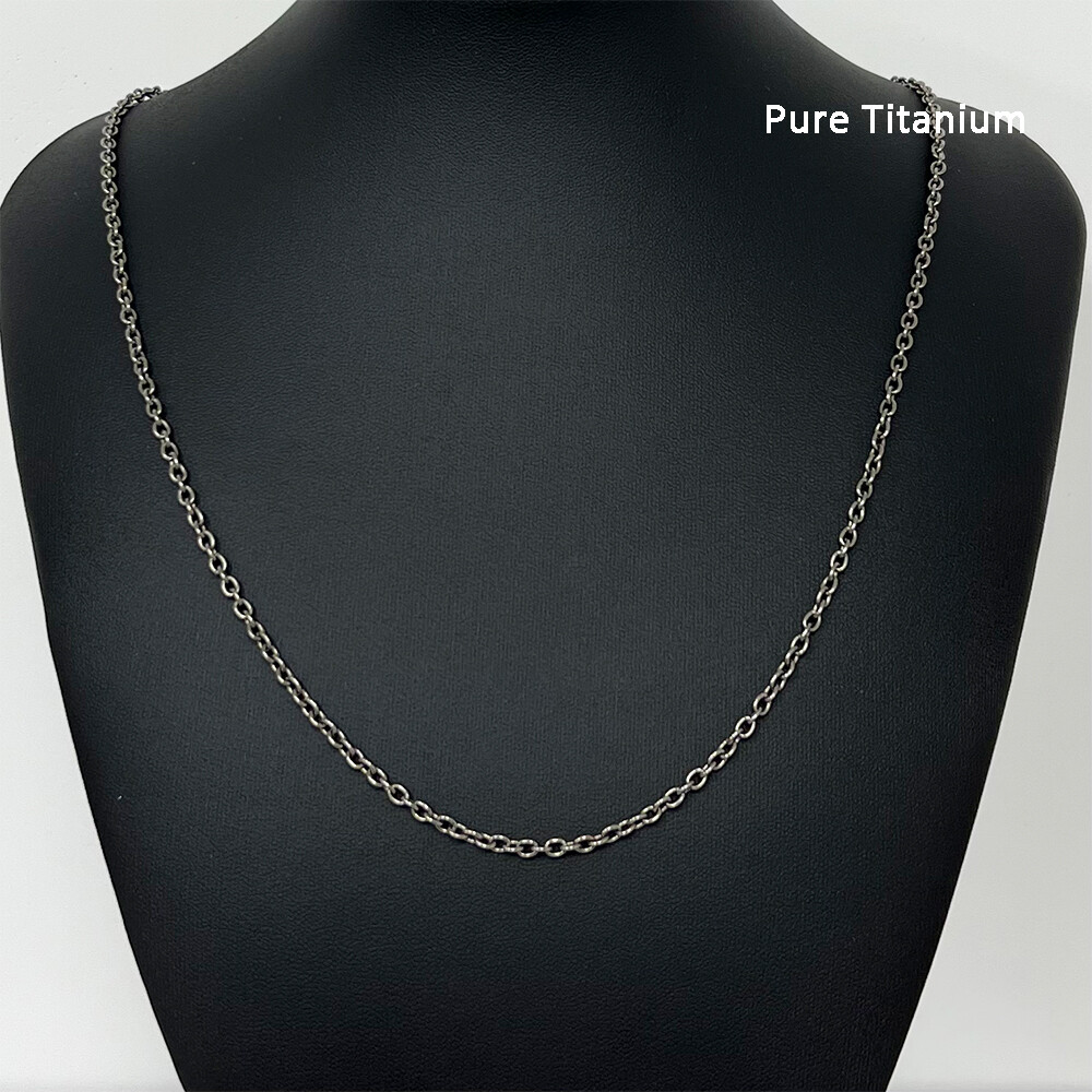 NEW 3mm Pure Titanium Necklace O Cable Link Chain Men Women Non-Allergic 23.6″