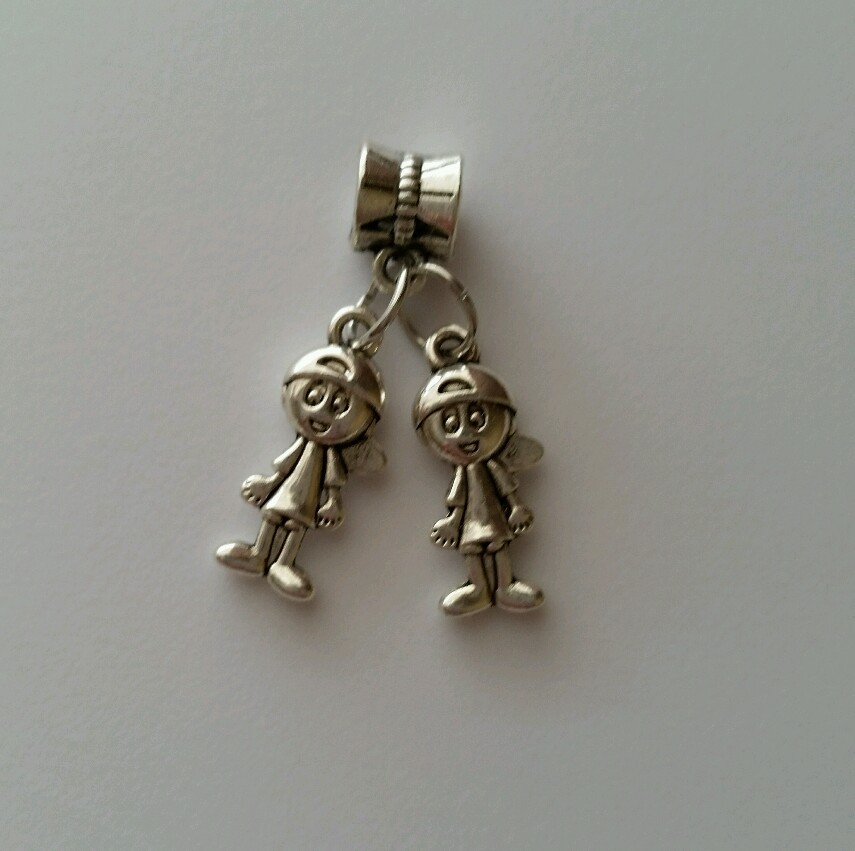 Little Boys Brothers Son Twins Dangle Bead for Silver European Charm Bracelet