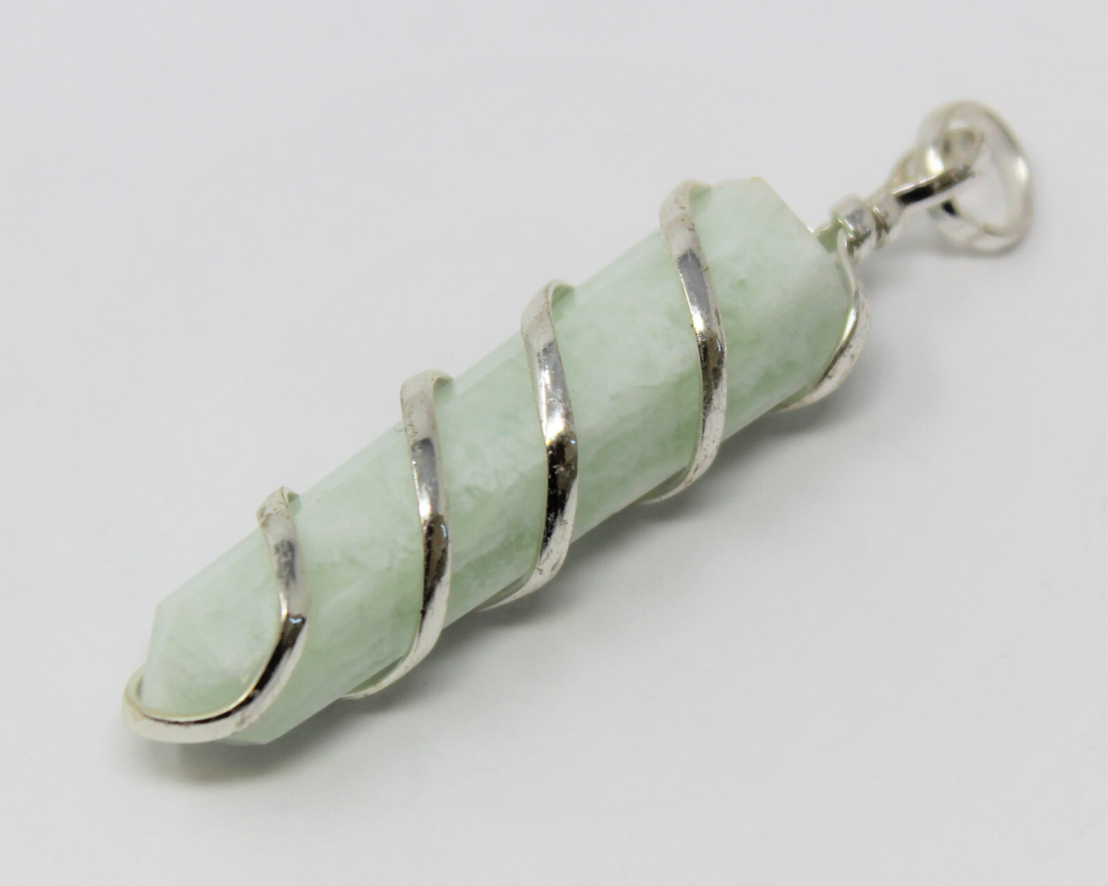 Amazonite Spiral Wire Wrapped Point Pendant / Necklace