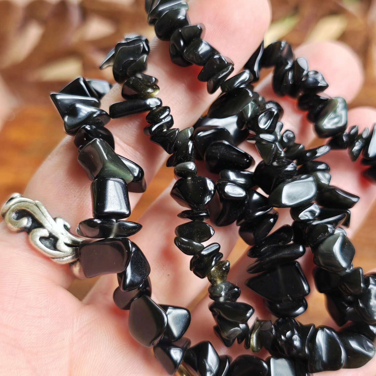 Obsidian Crystal Chips Bracelet