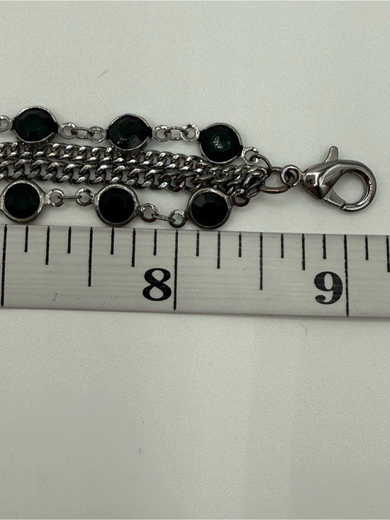 Simply Vera Vera Wang Multi Strand Chain Bracelet Black Green Crystal Goth
