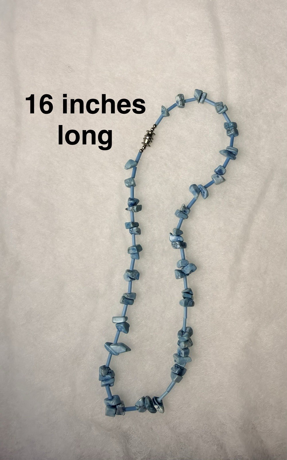 Sky-blue Chip Stone Necklace Features Irregular Tumbled Turquoise Stone