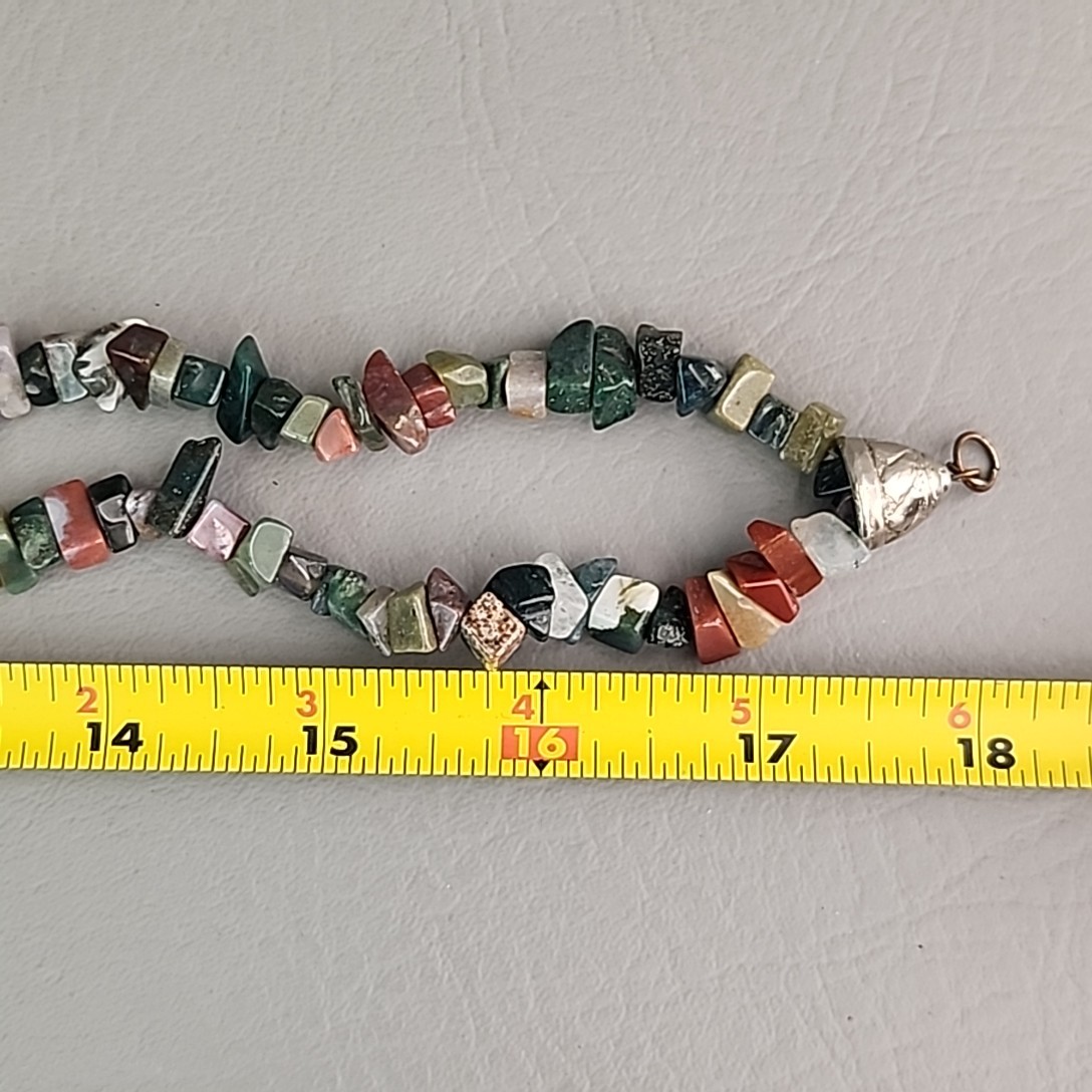 Stone Beaded Necklace Polished Chip Two Layered Jasper Variety 18.5″