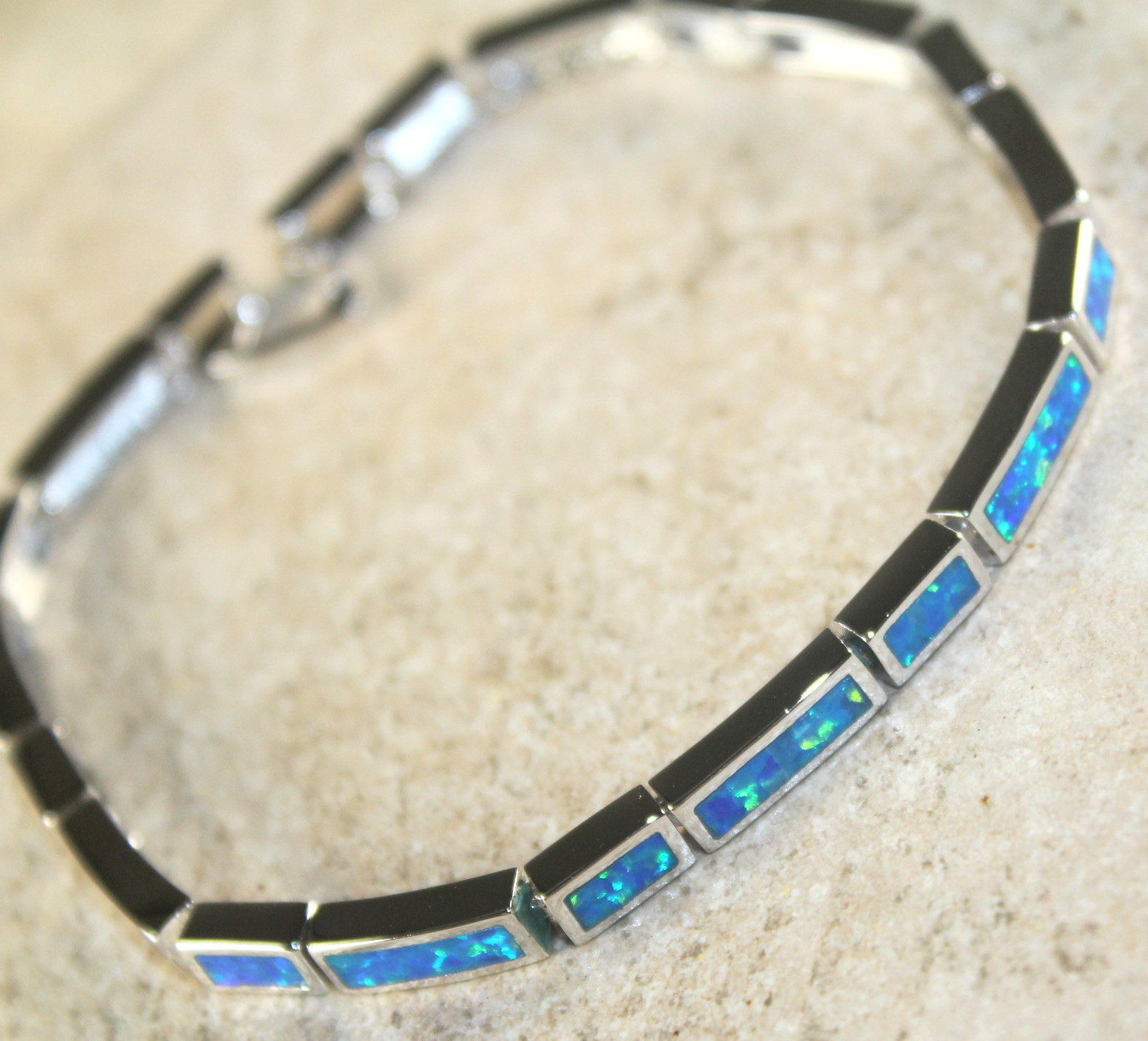 Silver Elegant Blue Fire Opal Bracelet WB20301