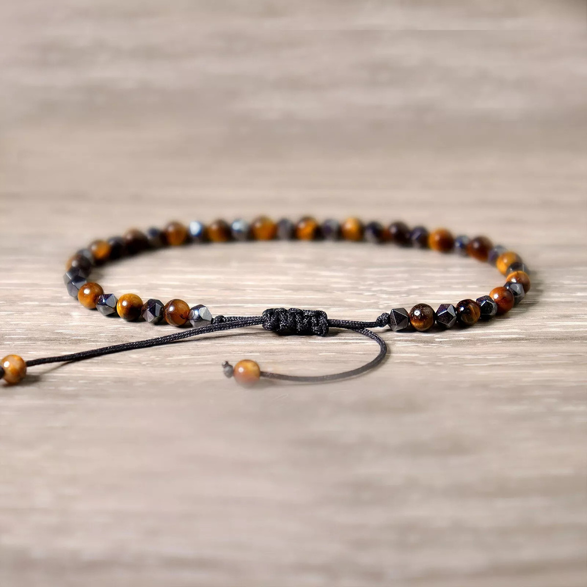 Hematite Tiger’s Eye Obsidian Crystal Gemstone Beaded Triple Protection Bracelet