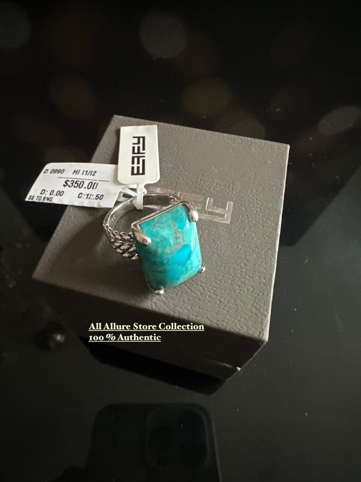 Effy ENY Sterling Silver & Turquoise Ring size 7