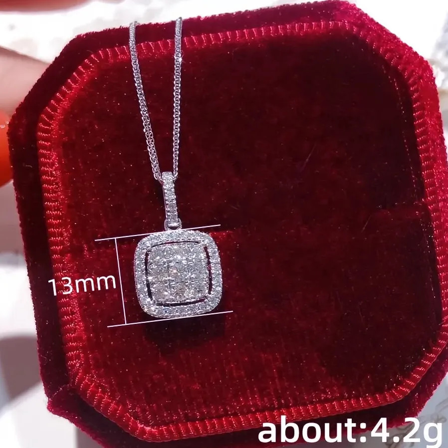 Cubic Zirconia Square Pendant Necklace for Women Wedding Jewelry