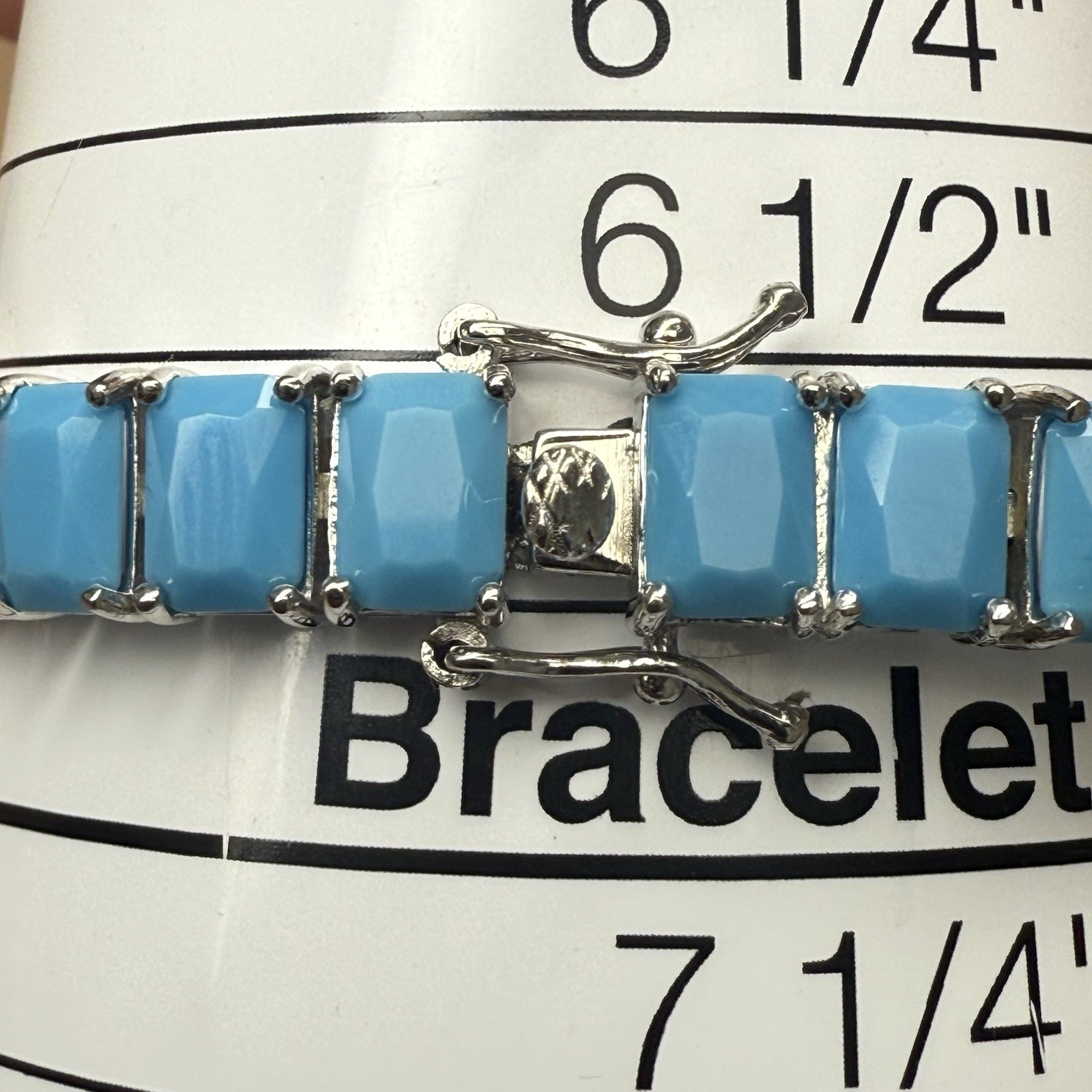 925 Sterling Silver Lab Turquoise CZ Tennis Bracelet 19g 6.75” 7.8mm