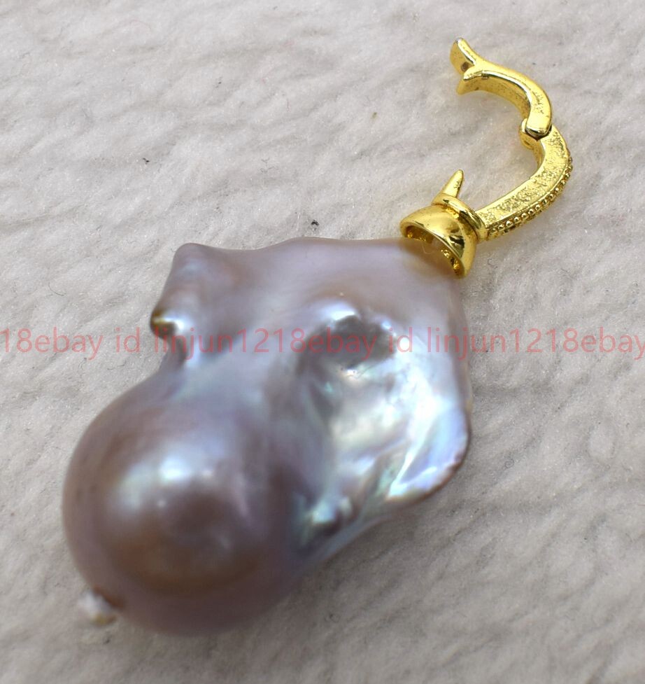 Huge 15x20mm Real Natural Purple Keshi Baroque Pearl Pendant