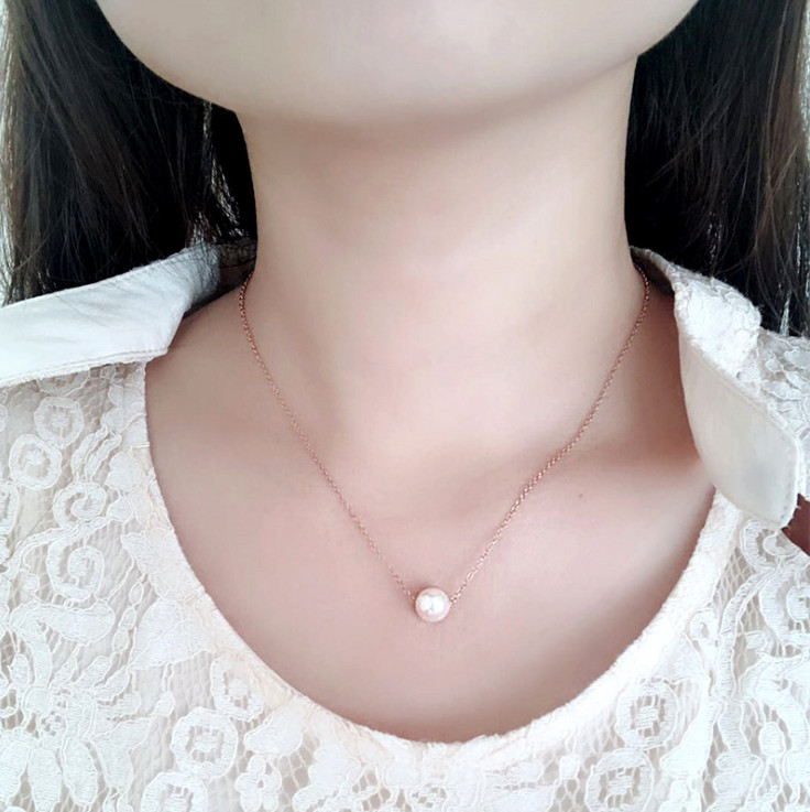 925 Sterling Silver Floating 10mm Natural Shell Pearl Pendant Necklace 18″ PE33