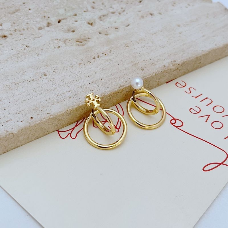 New Tory Double Circle Classic Double earring with Jewelry Pouch Size:2.2*1.8cm