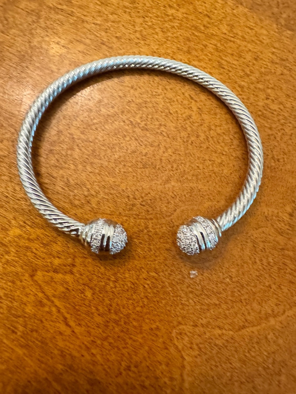 Silver Tone Twisted Cable Open Cuff Bracelet 352