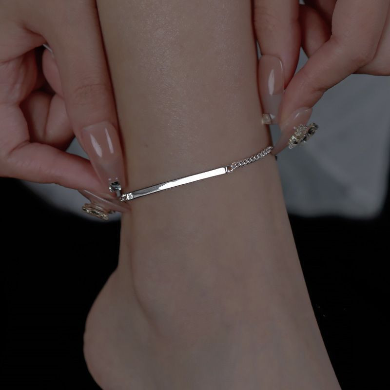Silvery Smooth Foot Chain for Women Simple Copper Foot Chain Boho Jewelry Gift