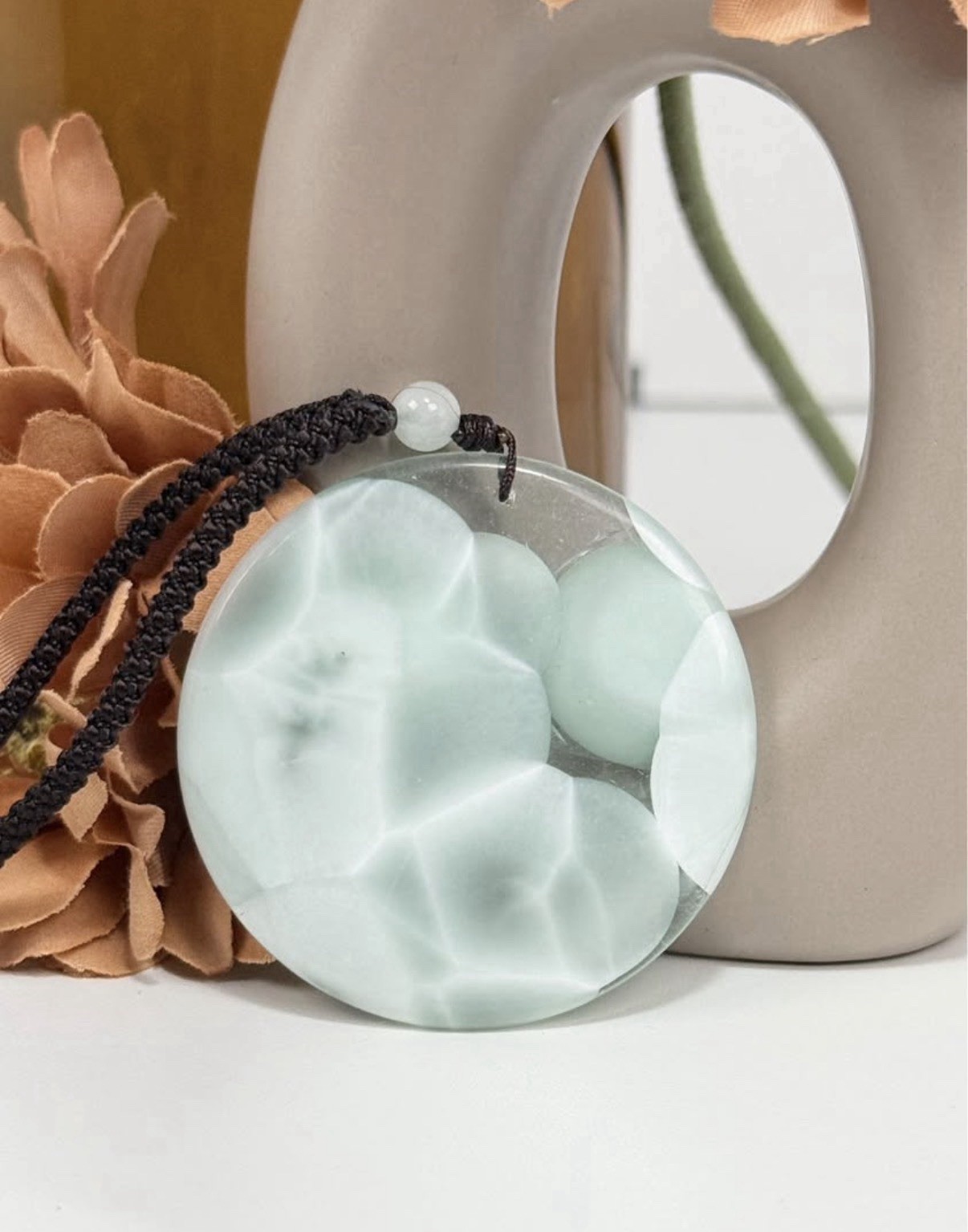 Man Made Larimar Pendant Necklace 52.1/6.1MM
