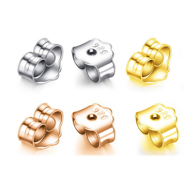 S925 Sterling Silver Earrings Posts Ear Stud Flat Pin with Backs DIY Findings