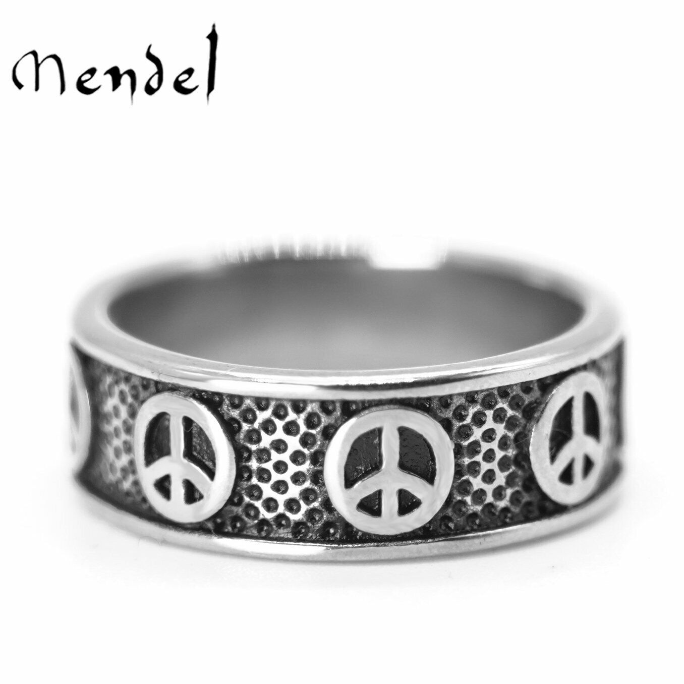 MENDEL Mens Womens Peace Sign Ring Band For Women Stainless Steel Size 6 7 8-15