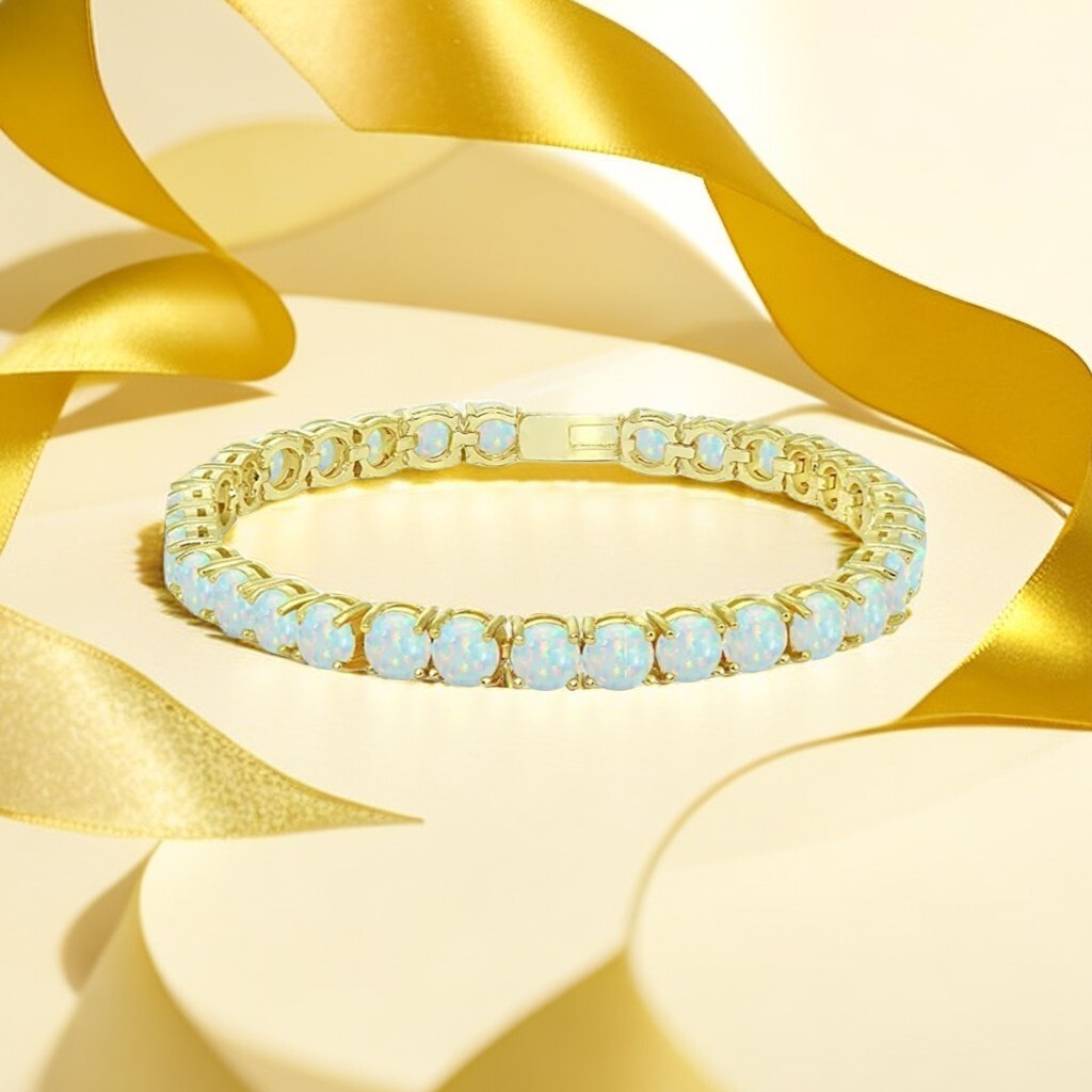 Hawaii White 8mm Opal Round Bracelet 925 Sterling Sliver Jewelry For Women Girls