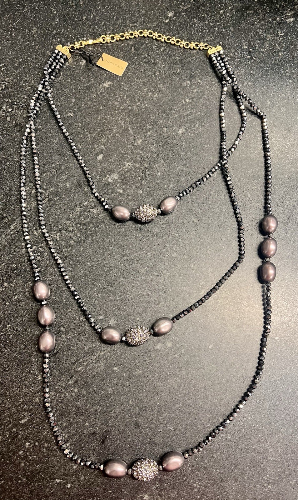 New With Tags Heidi Daus “Ease And Elegance” 3-Strand Beaded Necklace