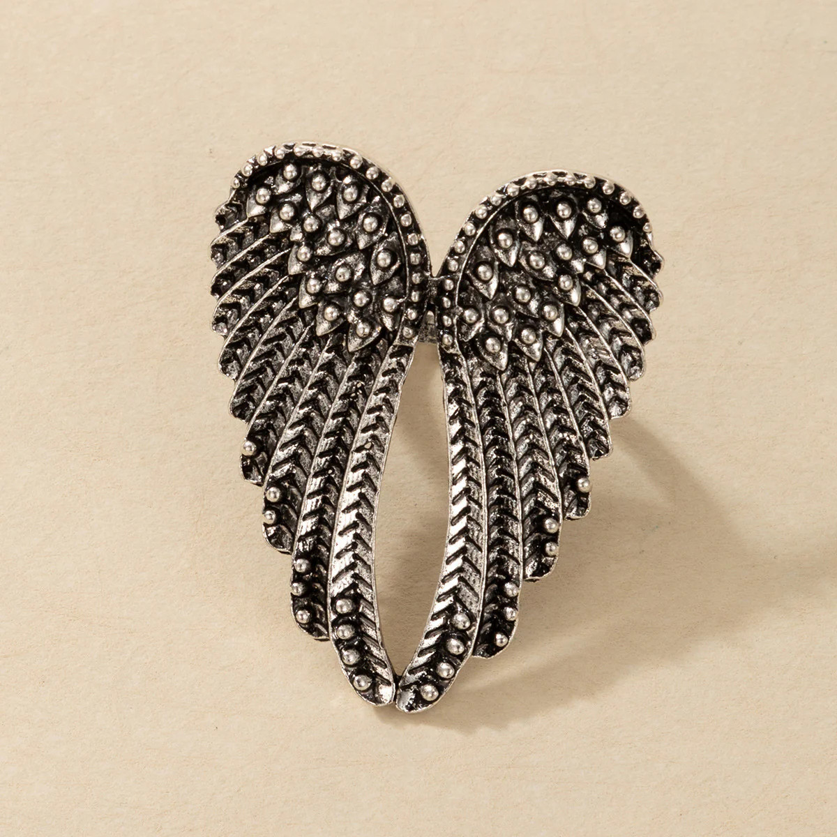 Geometric Wing Ring For Women Silver Aluminum Alloy Electroplated Fashion