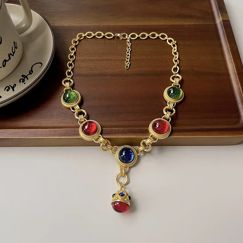 Classic Baroque Women Crstyal Necklace Earrings Jewelry Set Chorkers Chains