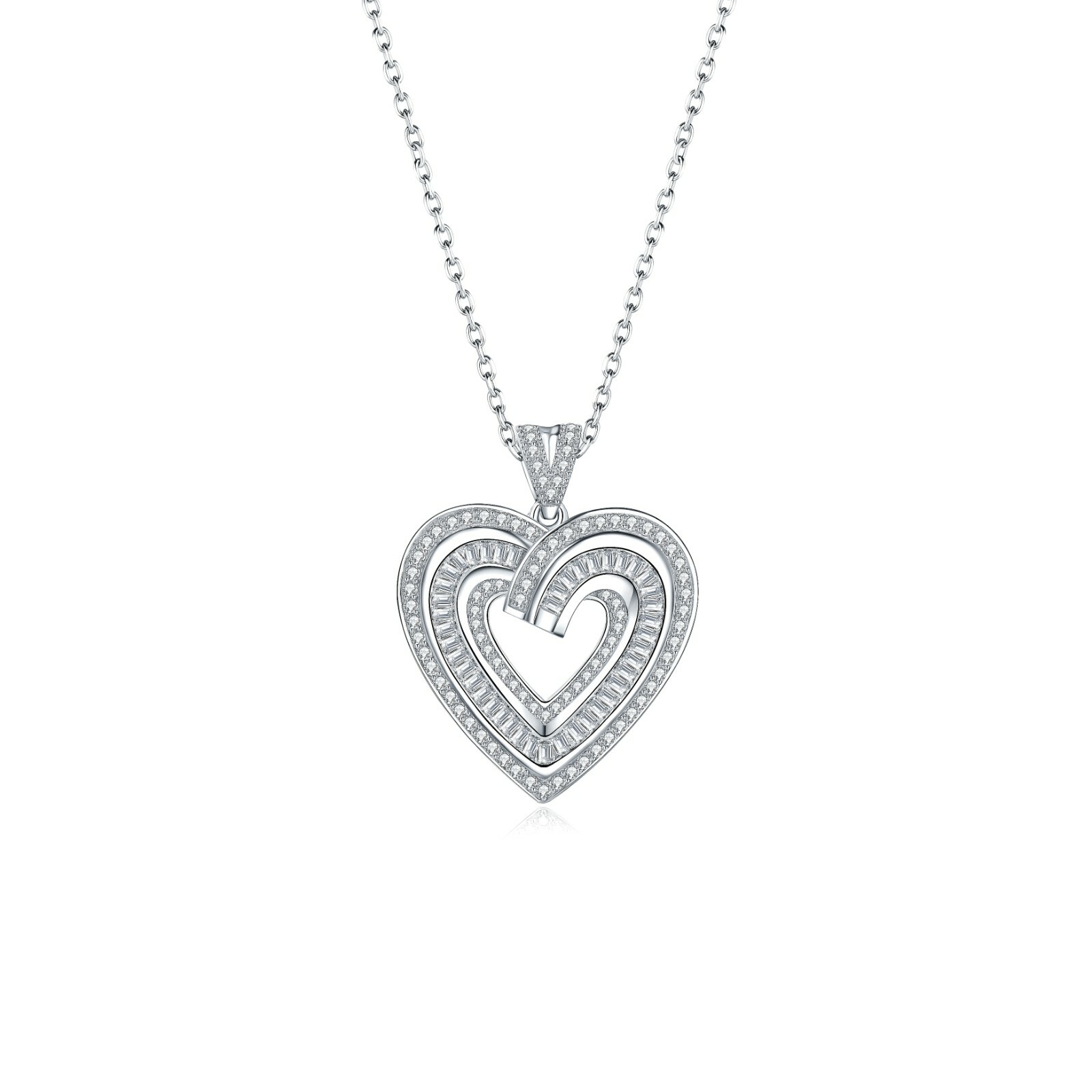 2 Ct Heart Pendant Necklace Women’s Necklace 14K White Gold Plated Solid Silver