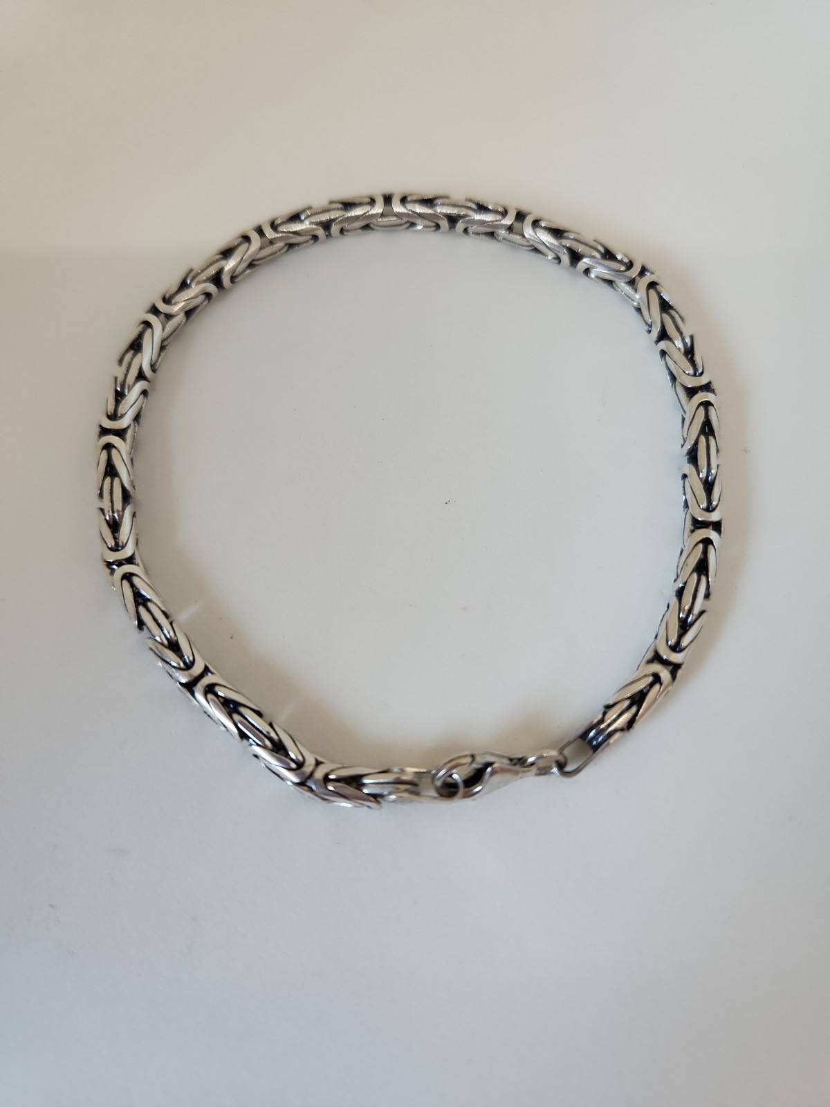 Heavy 925 Sterling Silver Byzantine Chain Bracelet 4mm 22cm 8.6″ 16.8g Men’s