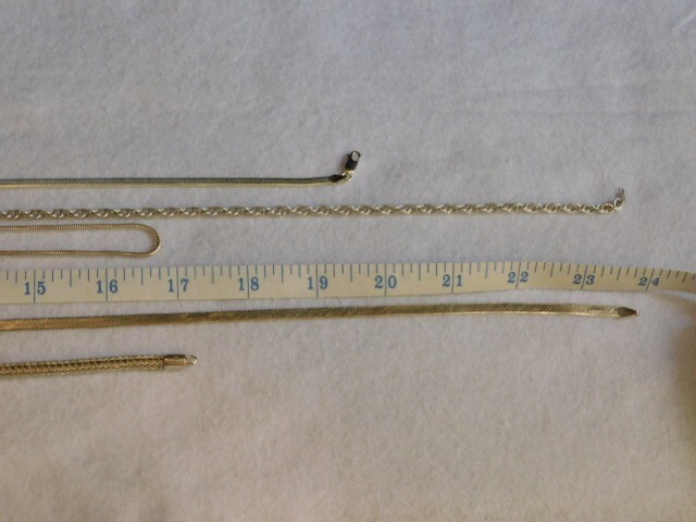 LOT OF 5 .925 STERLING SILVER NECKLACES ASSORTED MIX 17″- 34″ 96.9 GRAMS TW L1