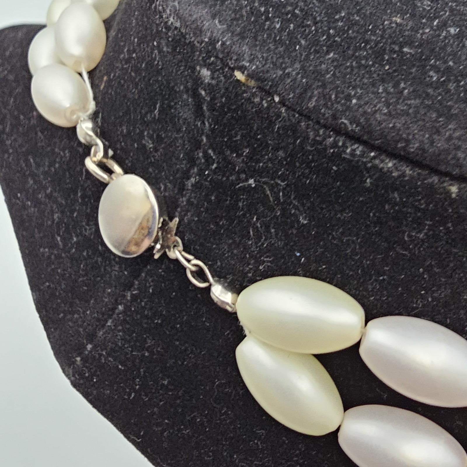 Double Strand Faux Pearl Necklace Oval Beads Classic Wedding Formal