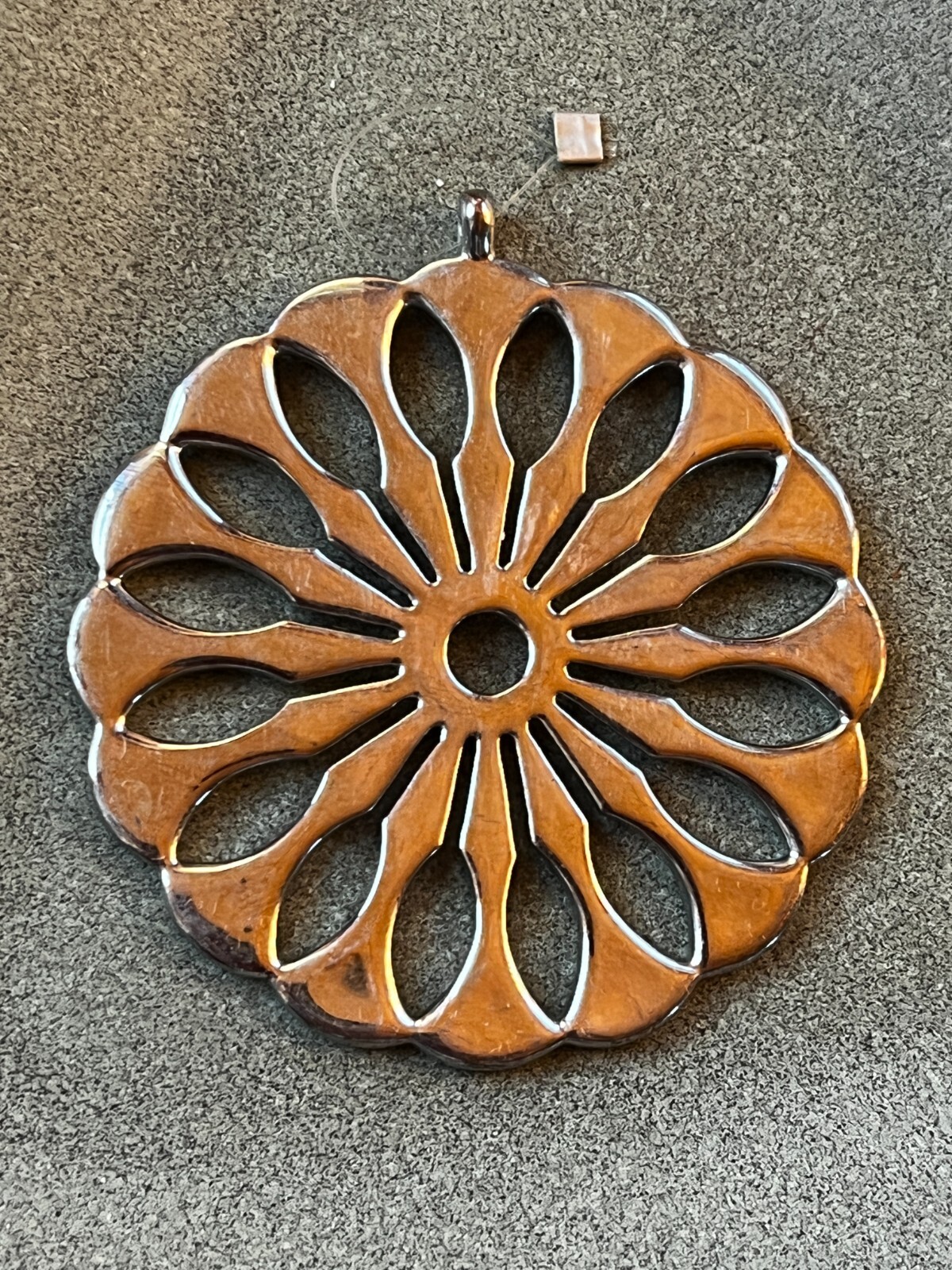 Large Silvertone Cut-Out Abstract Flower Pendant – 2 and 1/8th’s inches in diame