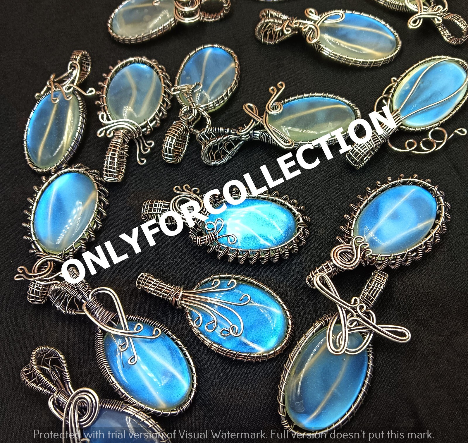 OFFER MILKY AURORA OPAL GEMSTONE SILVER WIRE WRAP OXIDIZED 1 PC DESIGNER PENDANT
