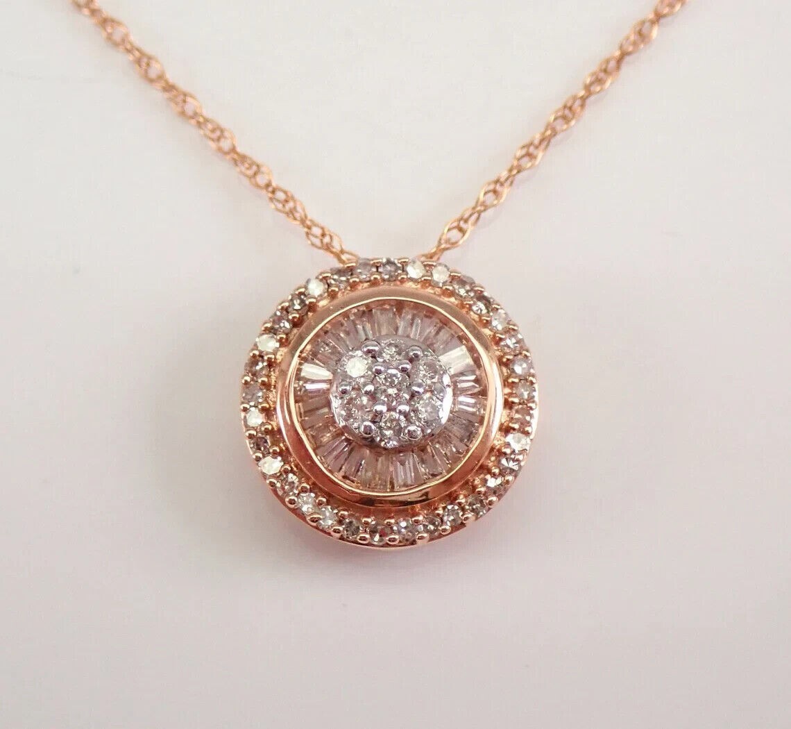 1.50Ct Round Cut Simulated Diamond Halo Cluster Pendant In 14K Rose Gold Plated