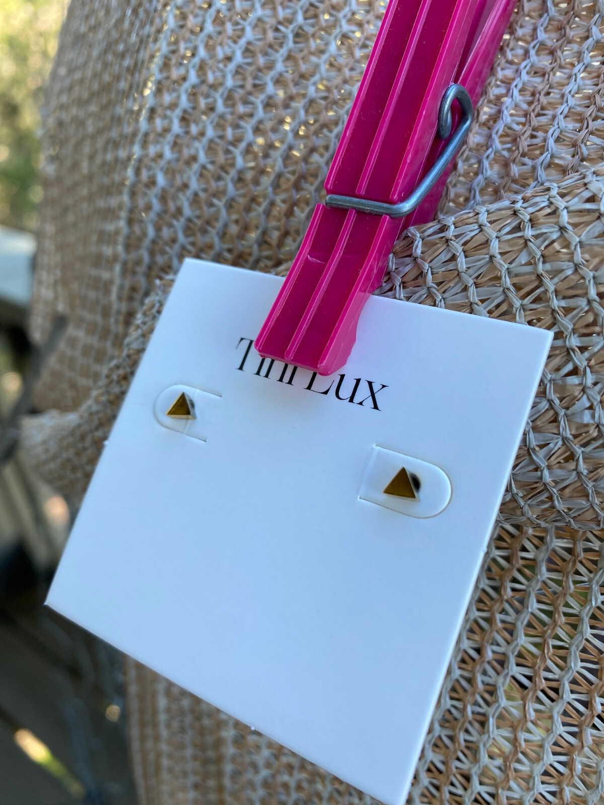 Tini Lux Gold Tiny Triangle Geometric Studs Earrings Hypoallergenic Titanium