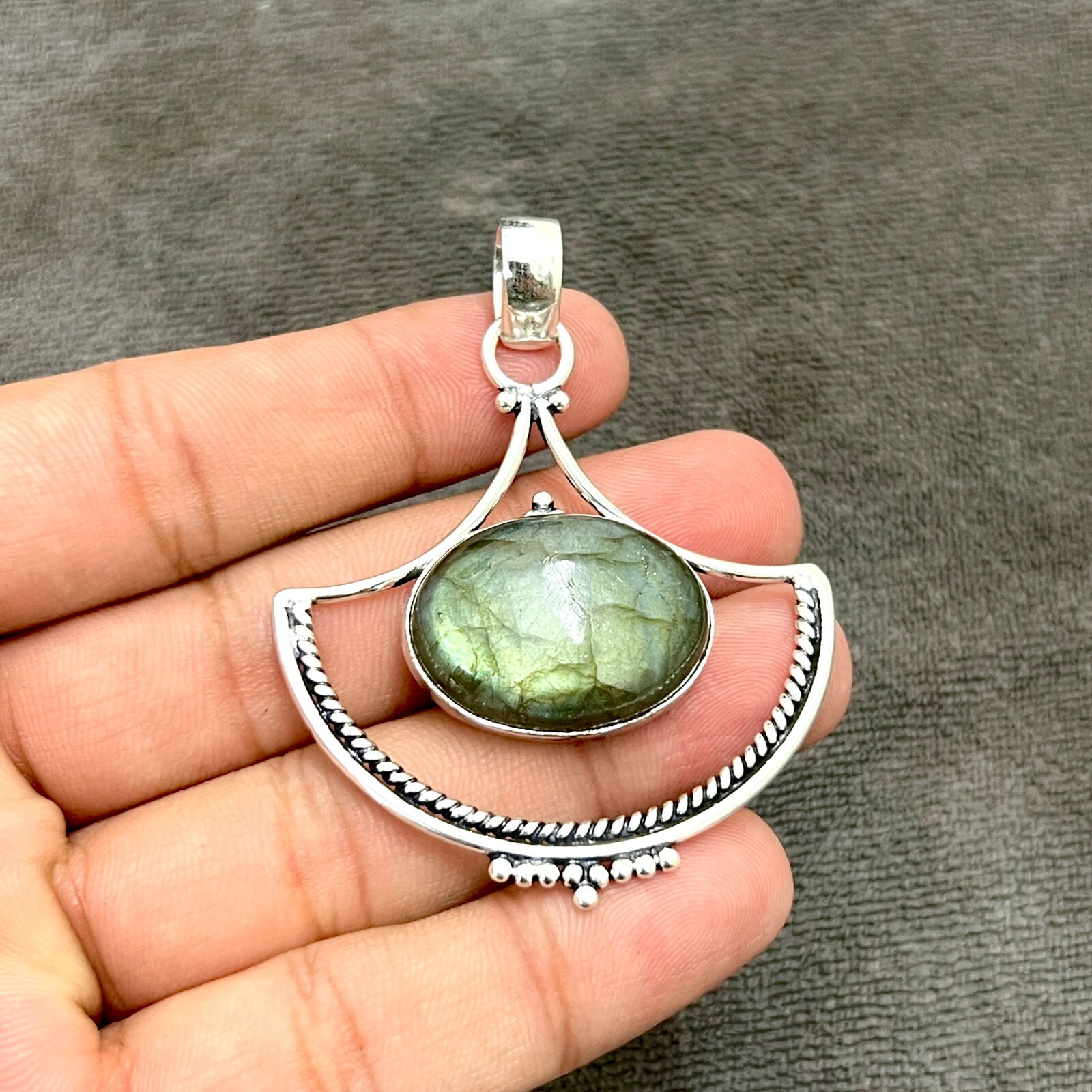 Labradorite Gemstone 925 Sterling Silver Handmade Jewelry Pendant 2.10″